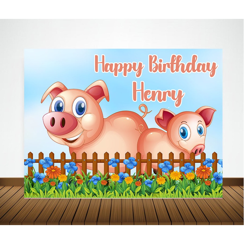 Peppa Pig Theme Birthday Party Backdrop