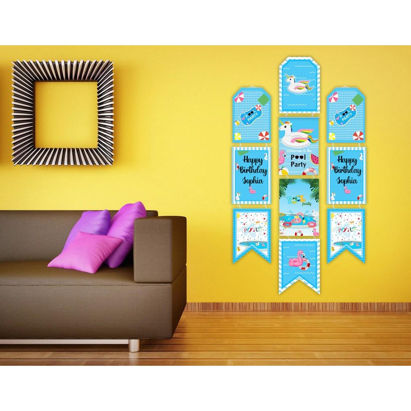 Pool Party Birthday Paper Door Banner for Wall Decoration