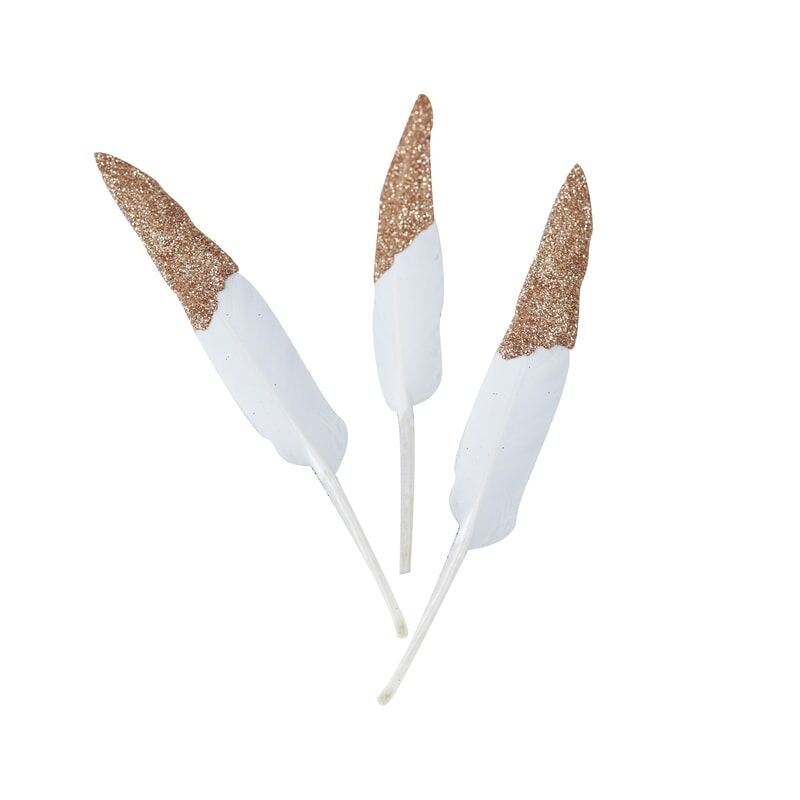 Rose Gold Dipped Feathers (Pk10)