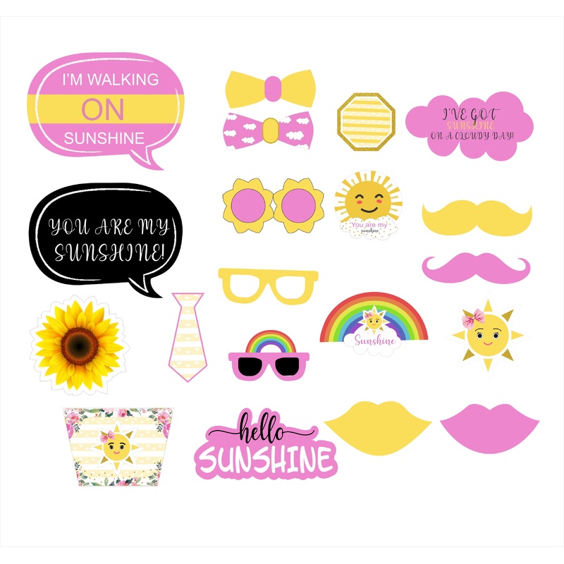 Sunshine Theme Birthday Party Photo Booth Props Kit