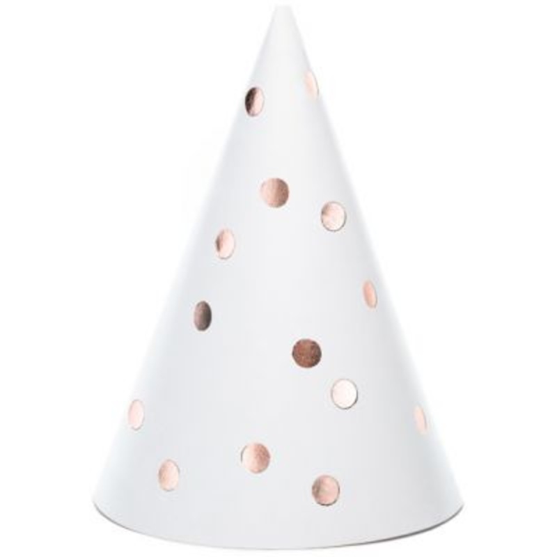 White Party Hats With Dots (PK6)