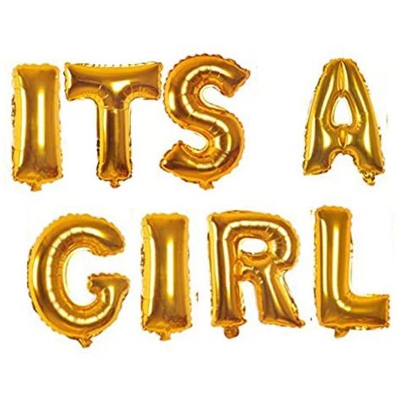 16 Inch Gold Letter Mylar "Its A Girl" Banner For Baby Girl Welcome Party Decoration
