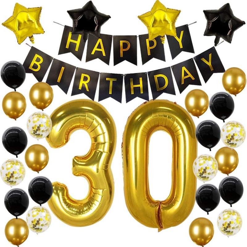30th Birthday Black And Gold Combo Decoration