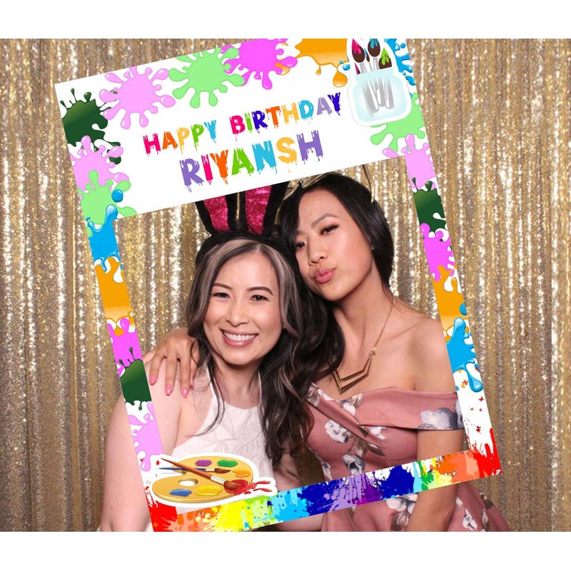 Art and Paint Theme Birthday Party Selfie Photo Booth Frame & Props
