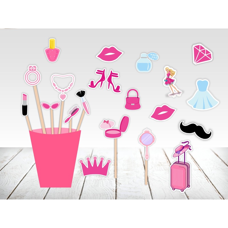 Barbie Birthday Party Photo Booth Props Kit