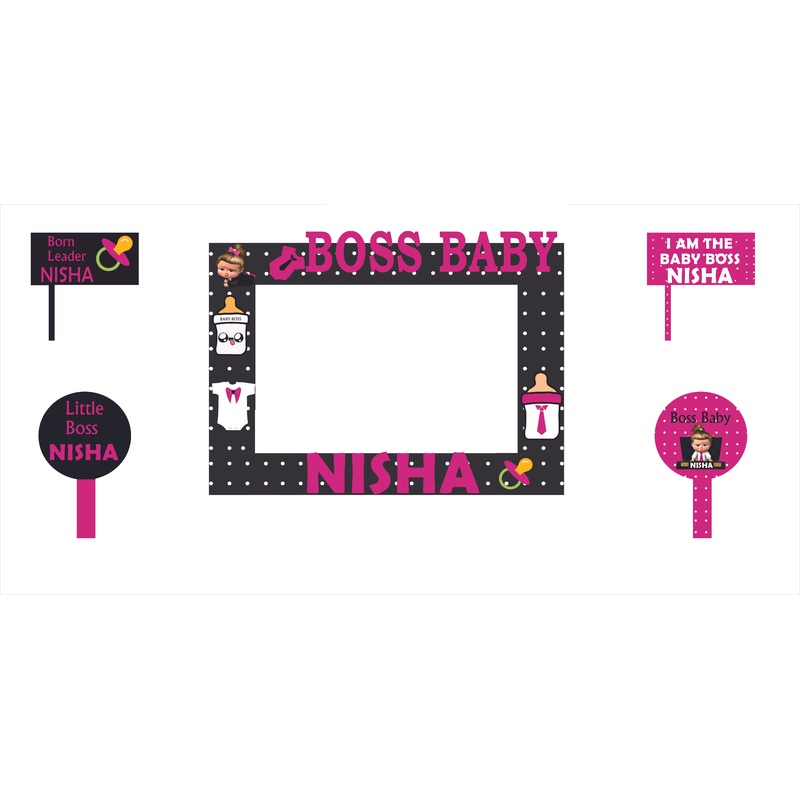 Boss Baby Girl Theme Birthday Party Selfie Photo Booth Frame & Props