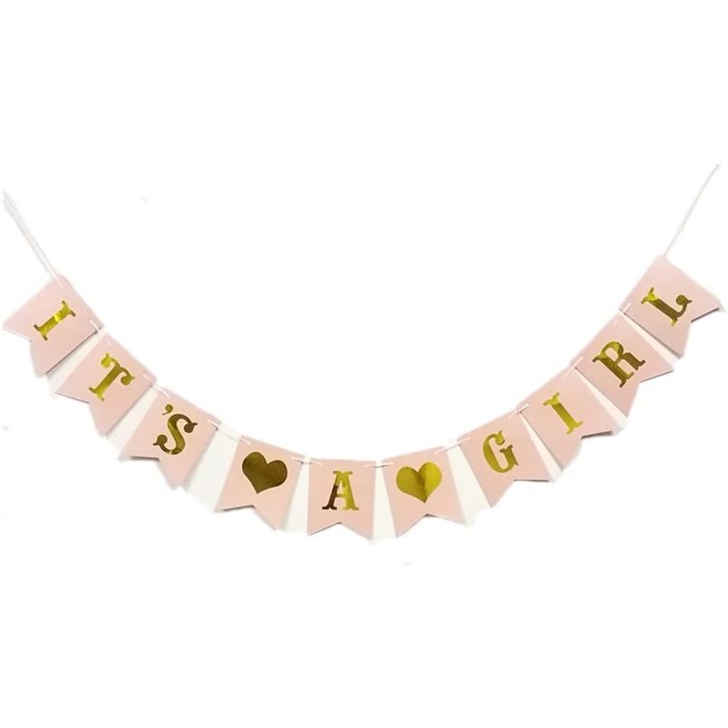 Its A Girl -Baby Welcome Banner Bunting & Garland Photo Booth Props Decoration