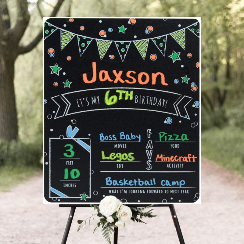 Kids Birthday Party Customized Chalkboard/Milestone Board