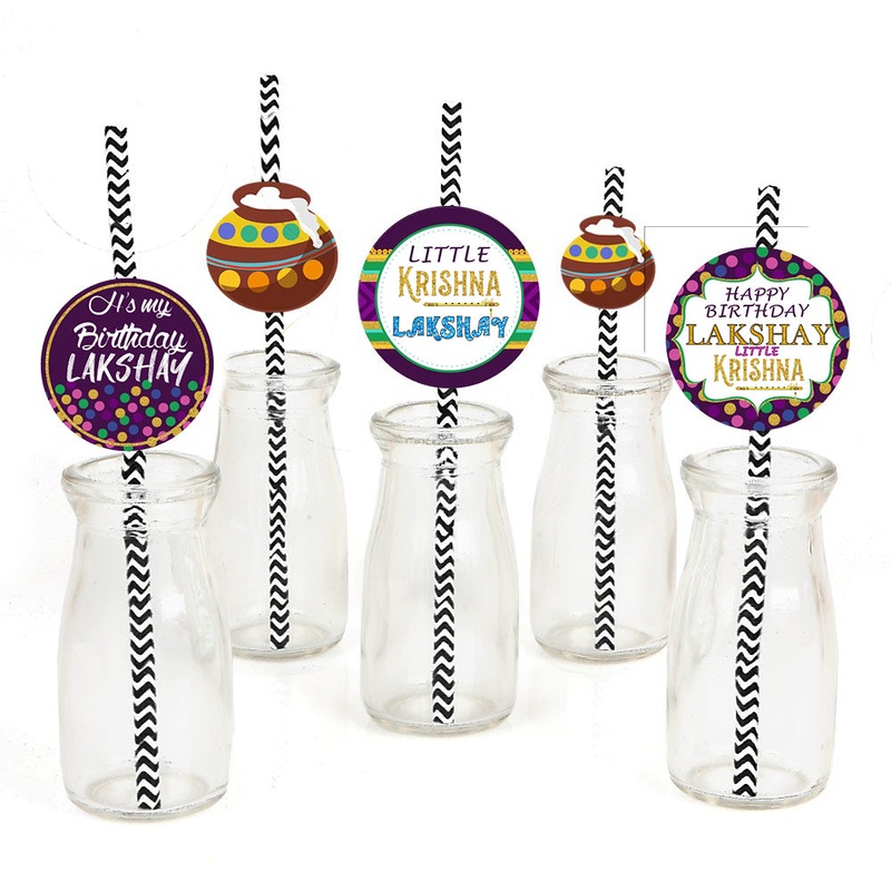 Little Krishna  -Theme Straw Set - Set Of 24
