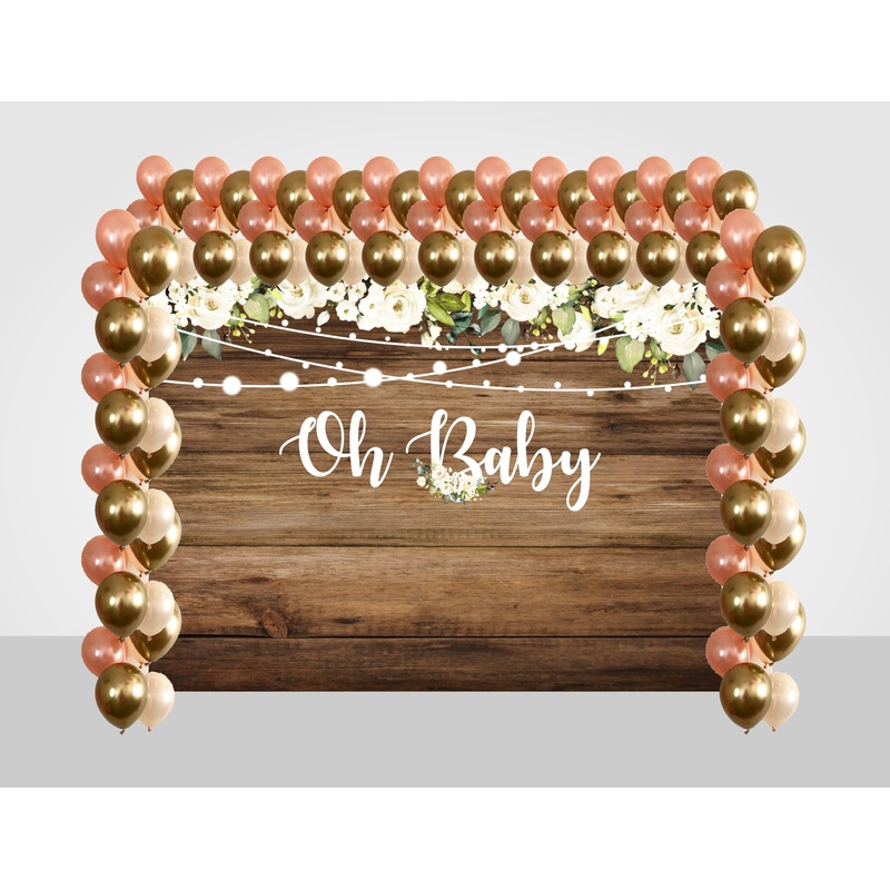 Oh Baby Party Decoration Kit with Backdrop & Balloons