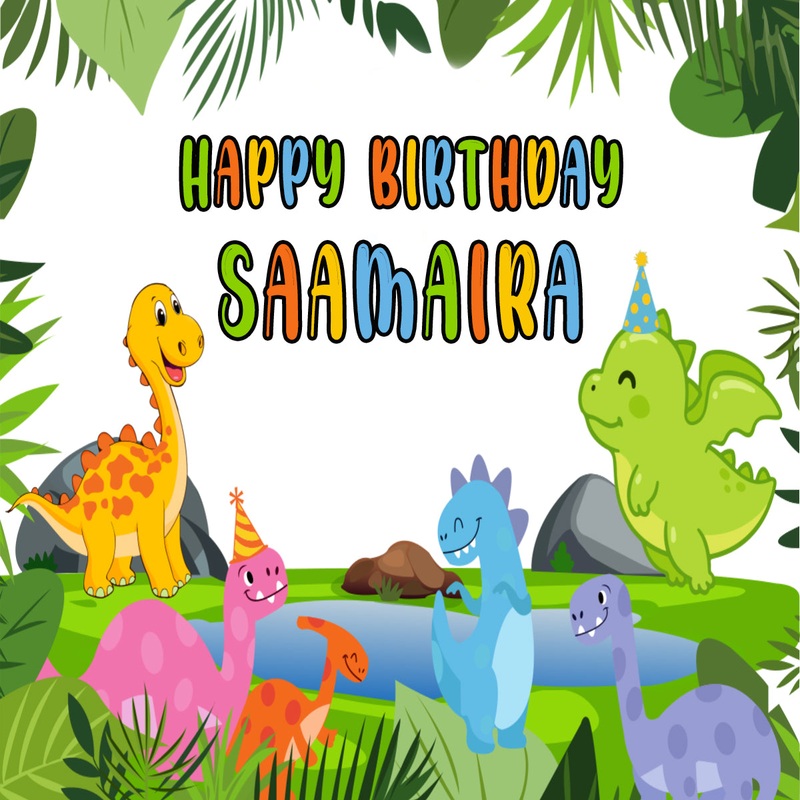 Personalize Dinosaur Birthday Backdrop Banner