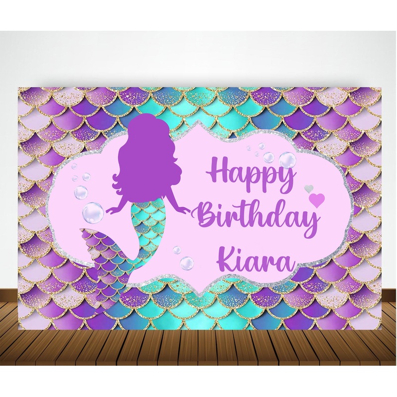 Personalize Mermaid Backdrop Banner