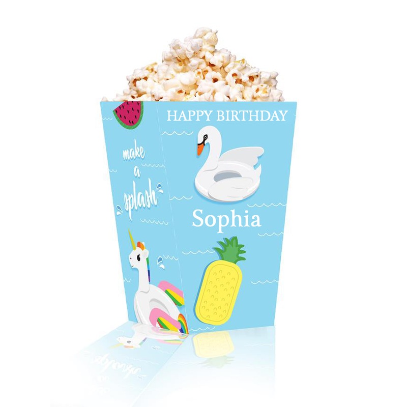 Pool Party Birthday Popcorn Box
