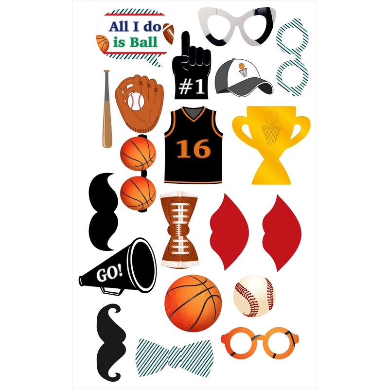 Sports  Theme Birthday Party Photo Booth Props Kit