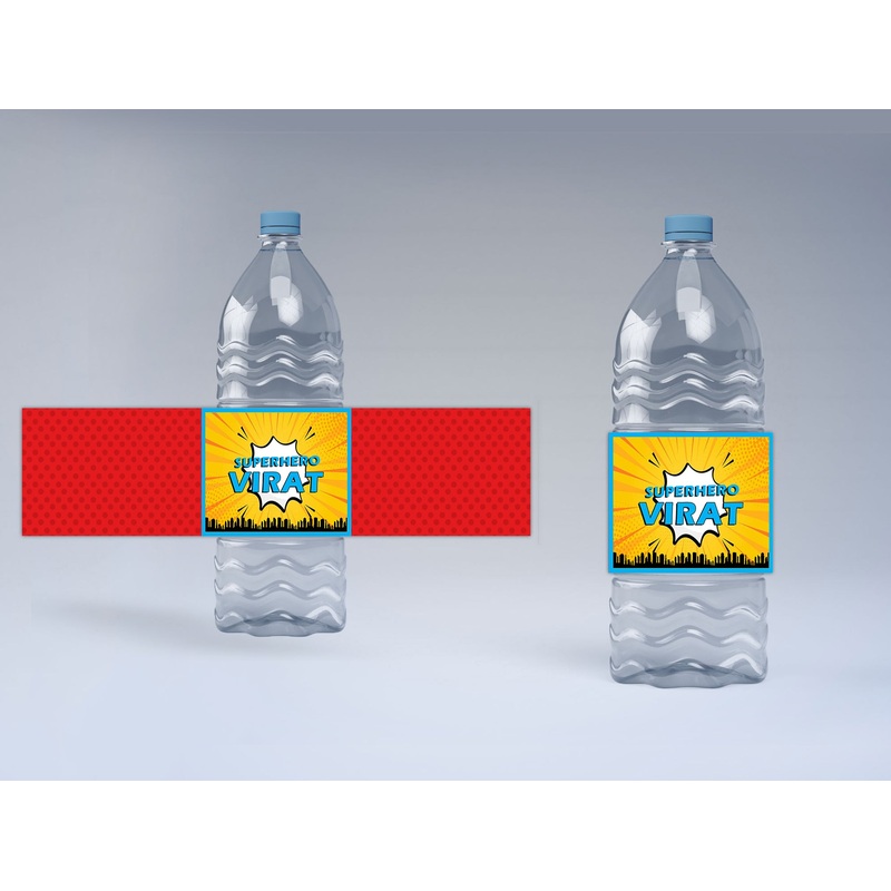 Super Hero Birthday Party Water Bottle Sticker Labels