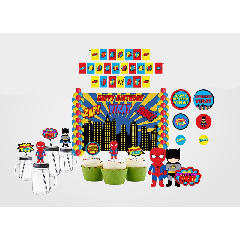 Super Hero Theme Birthday Complete Party Set