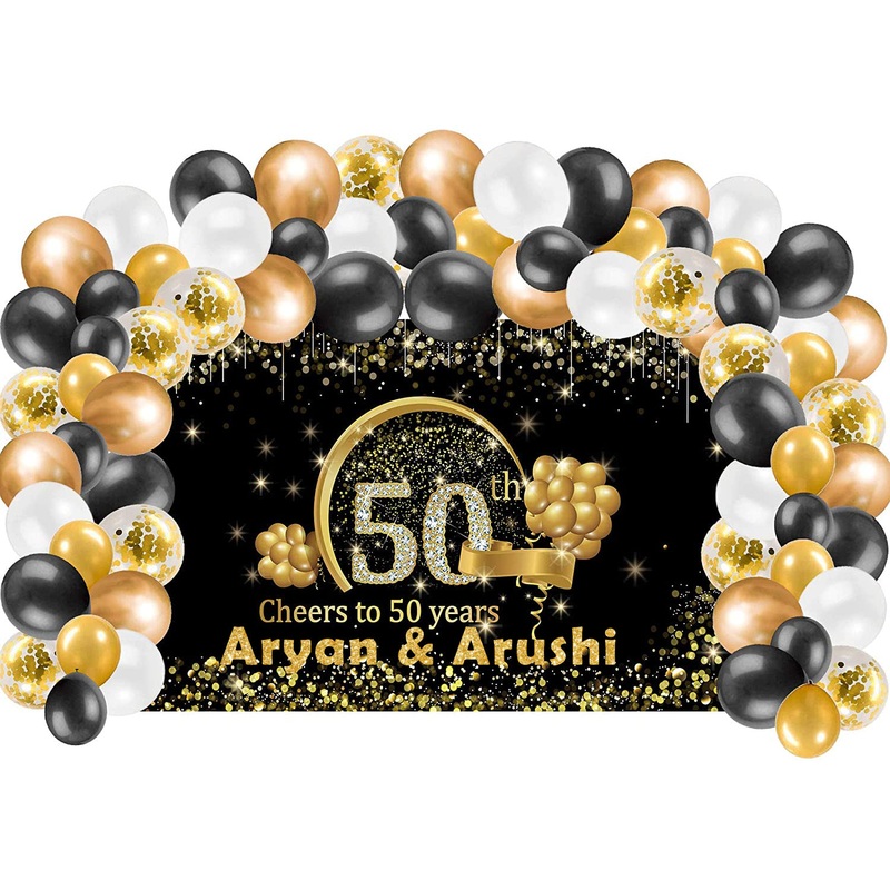 50th Anniversary Decorations Party Kit with Backdrop & Balloons