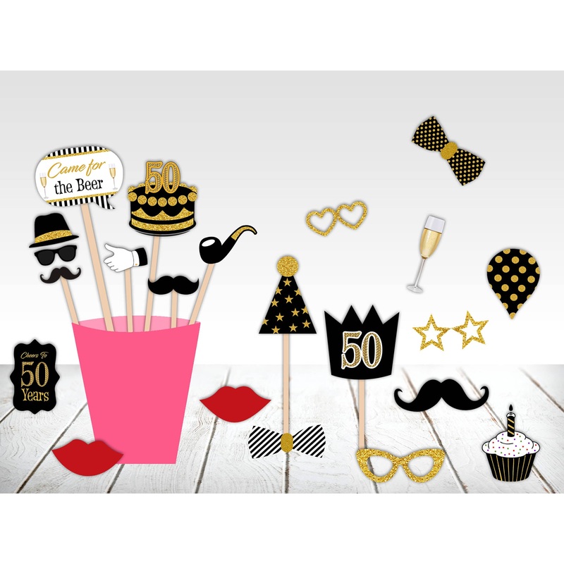 50th Birthday Party Photo Booth Props Kit
