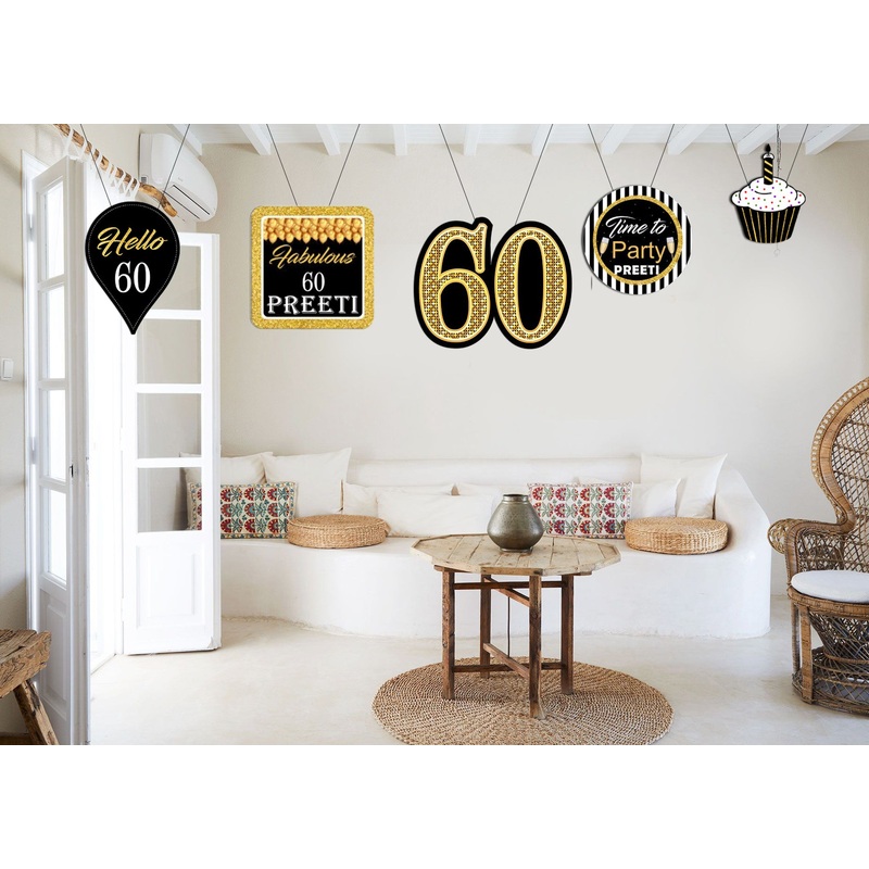 60th Birthday Party Theme Hanging Set for Decoration