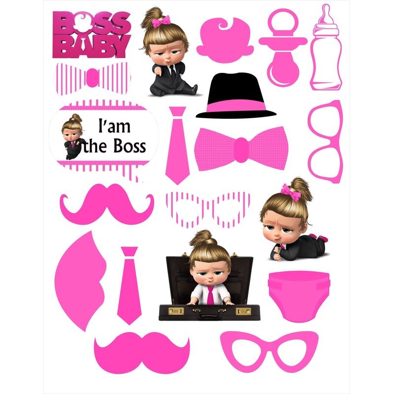 Boss Baby Girl Theme Birthday Party Photo Booth Props Kit