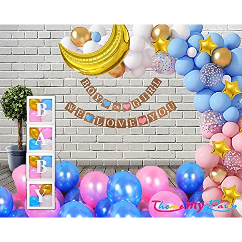 Boy Or Girl We Love You 93pcs Baby Shower Decoration Materials Combo for Banner and Balloons