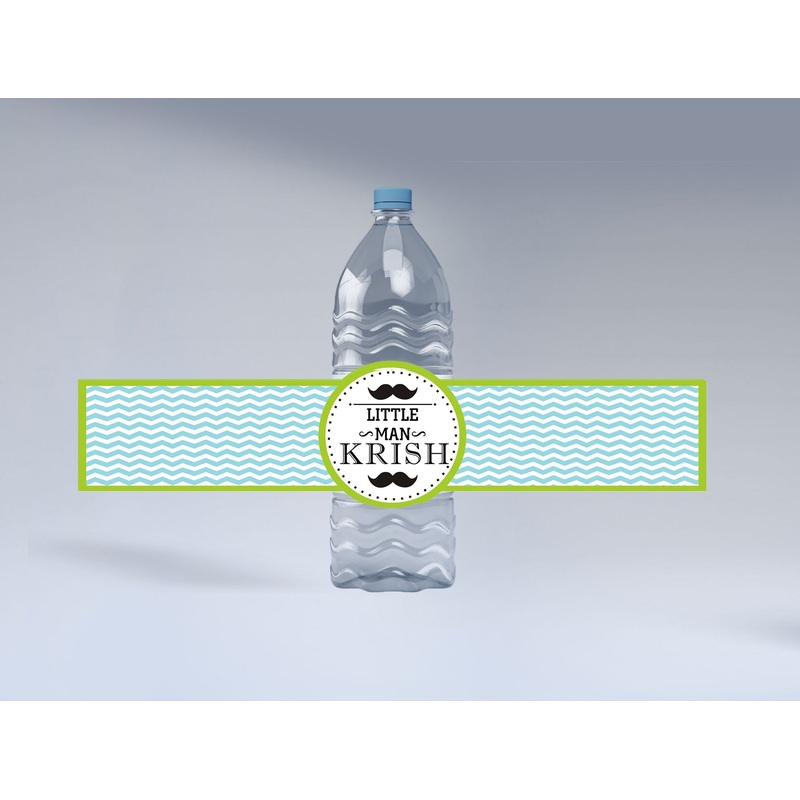 Little Man Theme Water Bottle Labels
