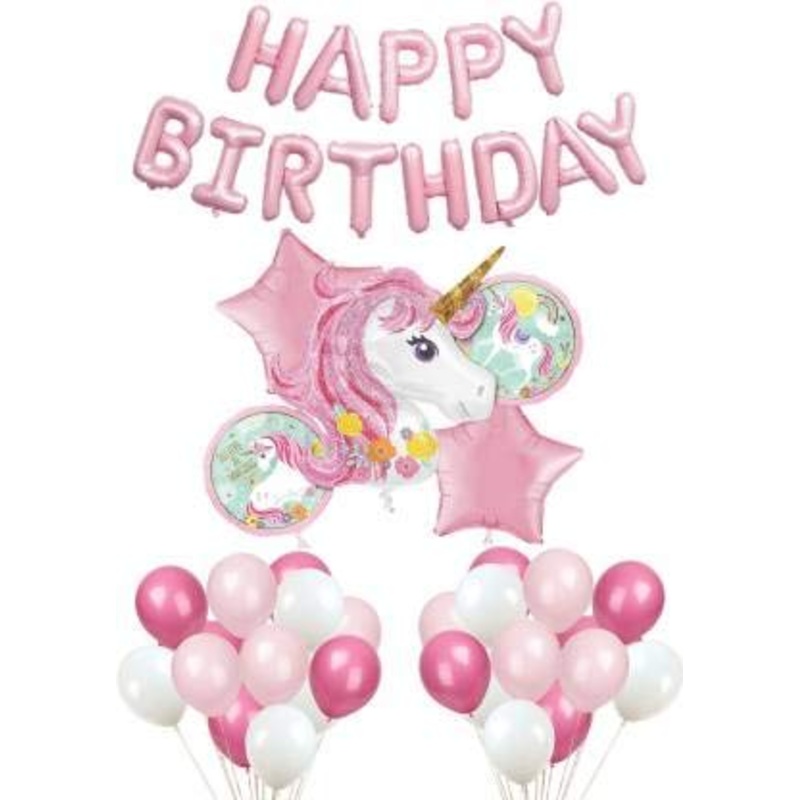 Magical Unicorn Birthday Party Kit Balloon Happy Birthday ,Foil And Latex Balloons