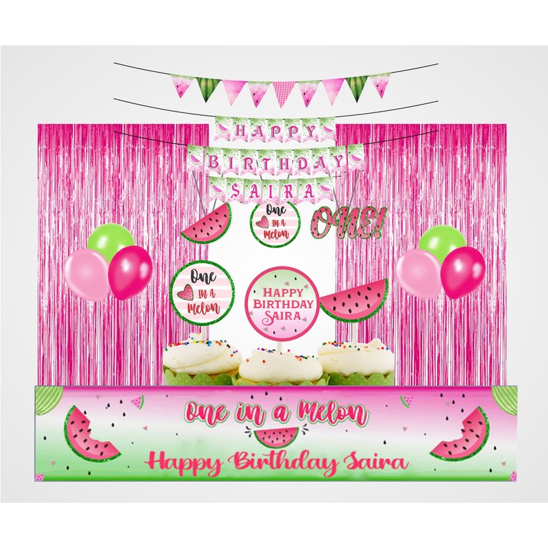 One In A Melon Theme Birthday Party Decoration Kit