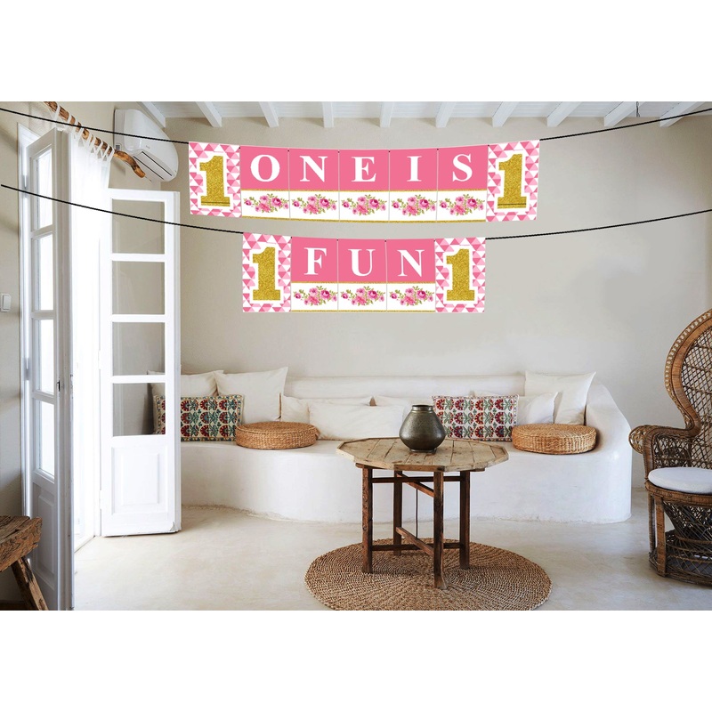 One Is Fun First Birthday Party Banner for Decoration