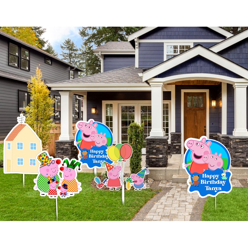Peppa Pig Theme Birthday Party Cutouts