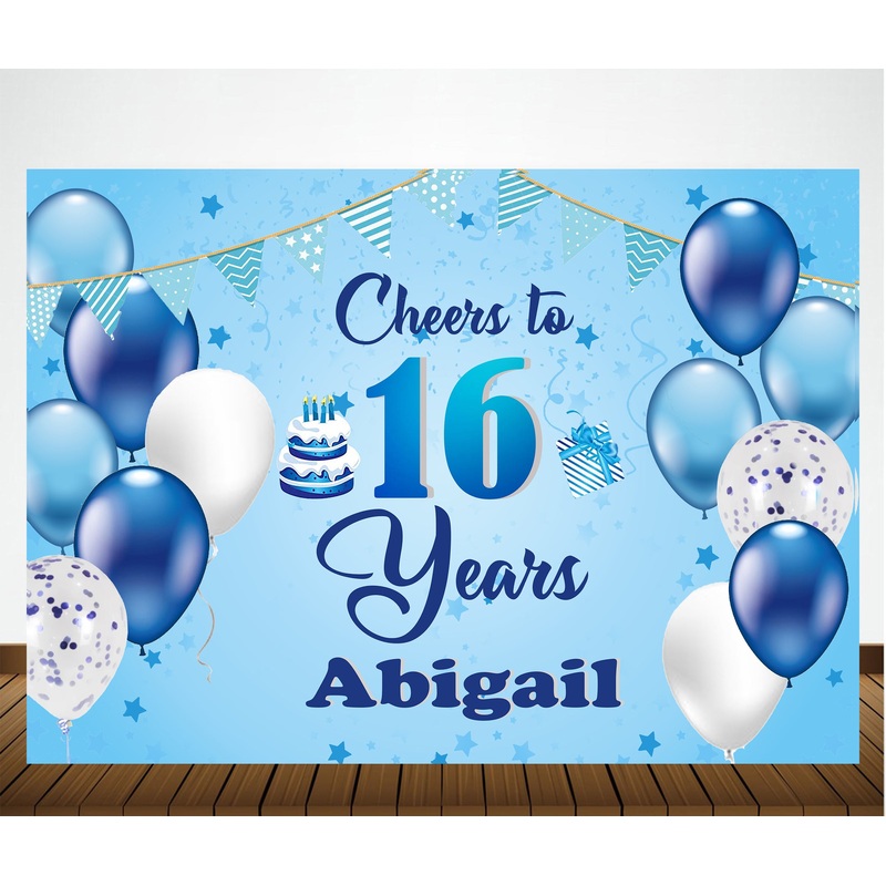 Personalize 16th Birthday Backdrop Banner