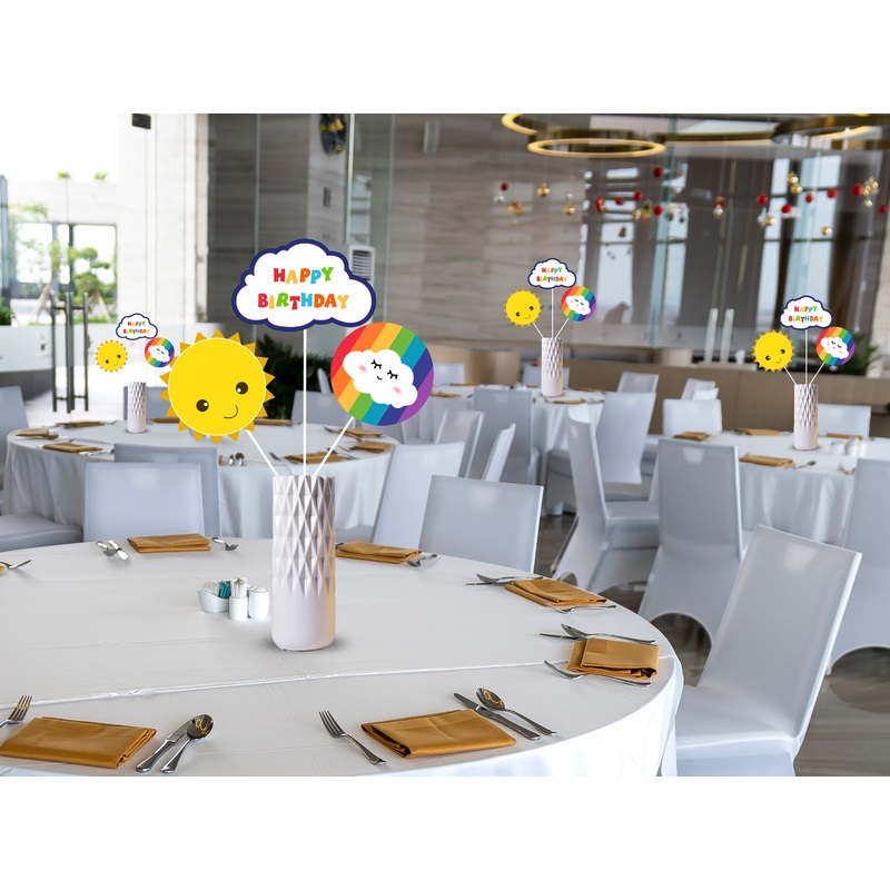 Rainbow theme Birthday Party Table Toppers for Decoration