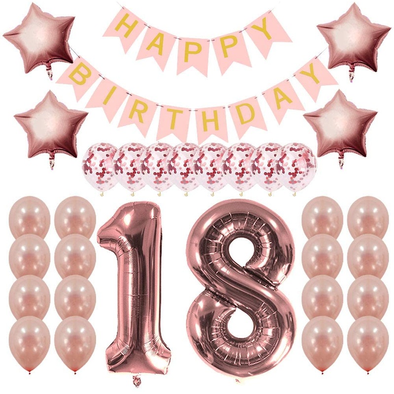 Rose Gold Sweet Party Supplies - Sweet Gifts for Girls - Birthday Party Decorations - Happy Birthday Banner, Number and Confetti Balloons (13th Birthday)