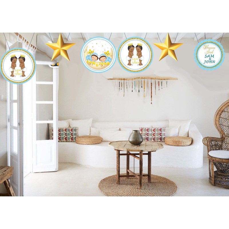 Twin Boys Theme Birthday Party Theme Hanging Set for Decoration