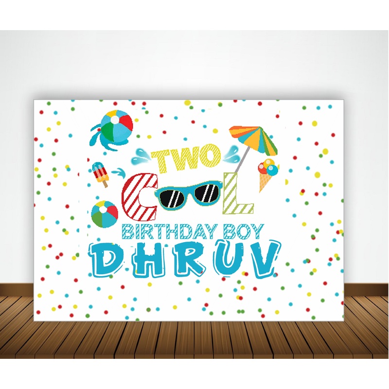 Two Cool Theme Birthday Party Backdrop