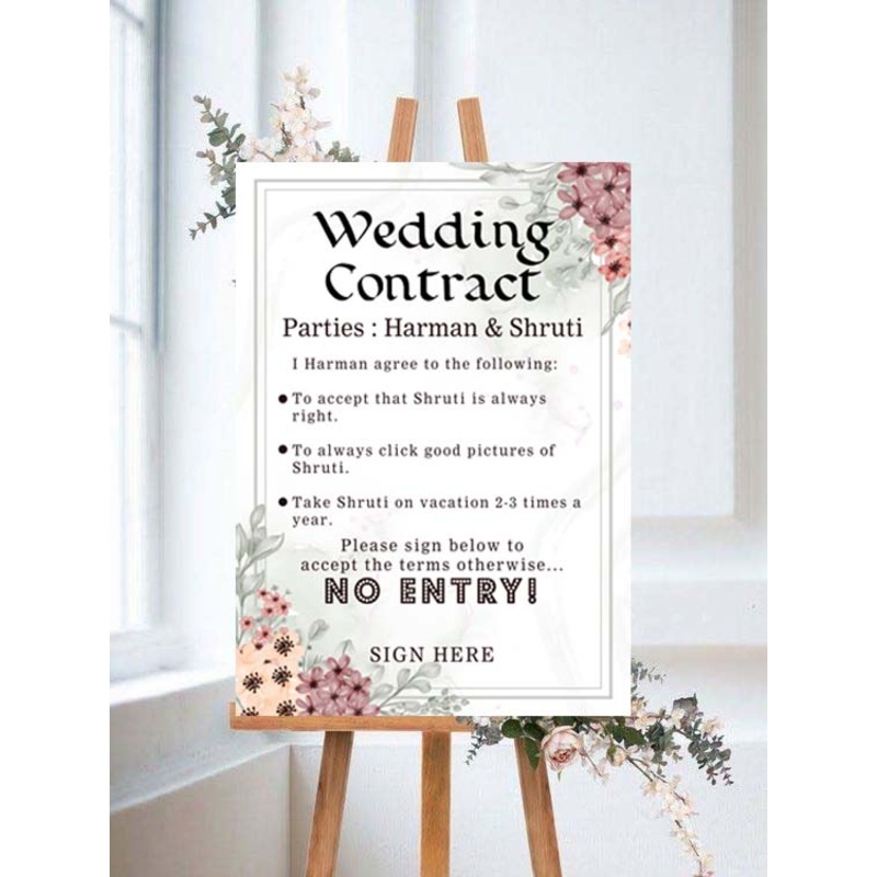 Wedding Contract For Wedding Entry - Wedding Function