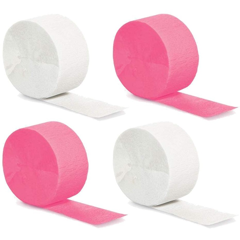 White And Pink Crepe Paper Crepe Paper Streamer (12 Piece)