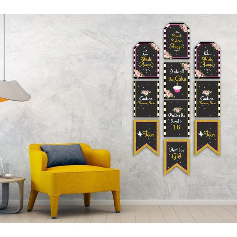 16th Birthday Paper Door Banner for Wall Decoration