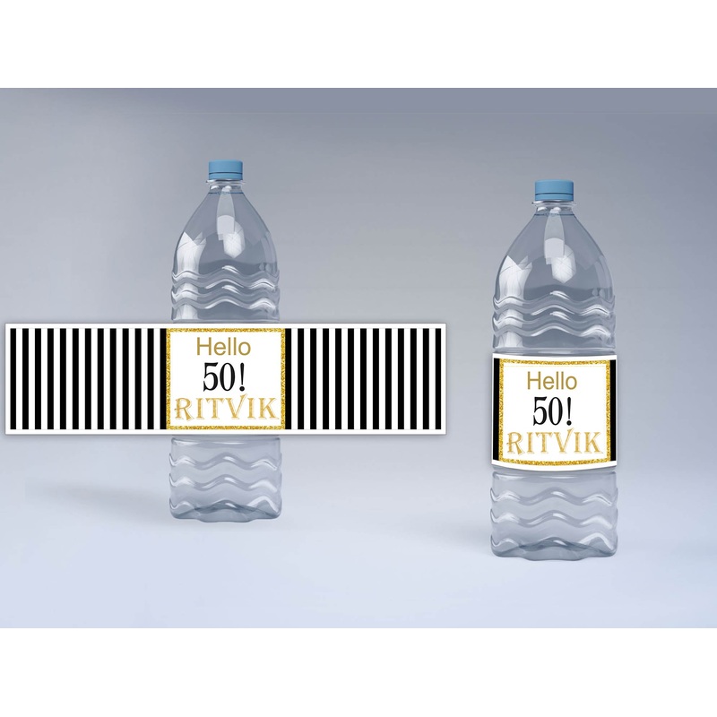 50th Birthday Water Bottle Labels
