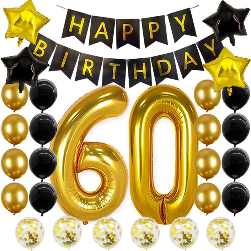 60th Birthday Decorations Gold and Black