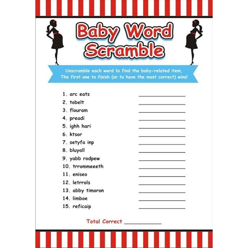 Baby Shower Theme Game-( Baby Word Scramble Game)- Pack Of 10