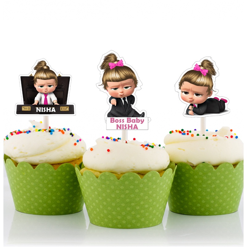 Boss Baby Girl Theme Birthday Party Cupcake Toppers for Decoration