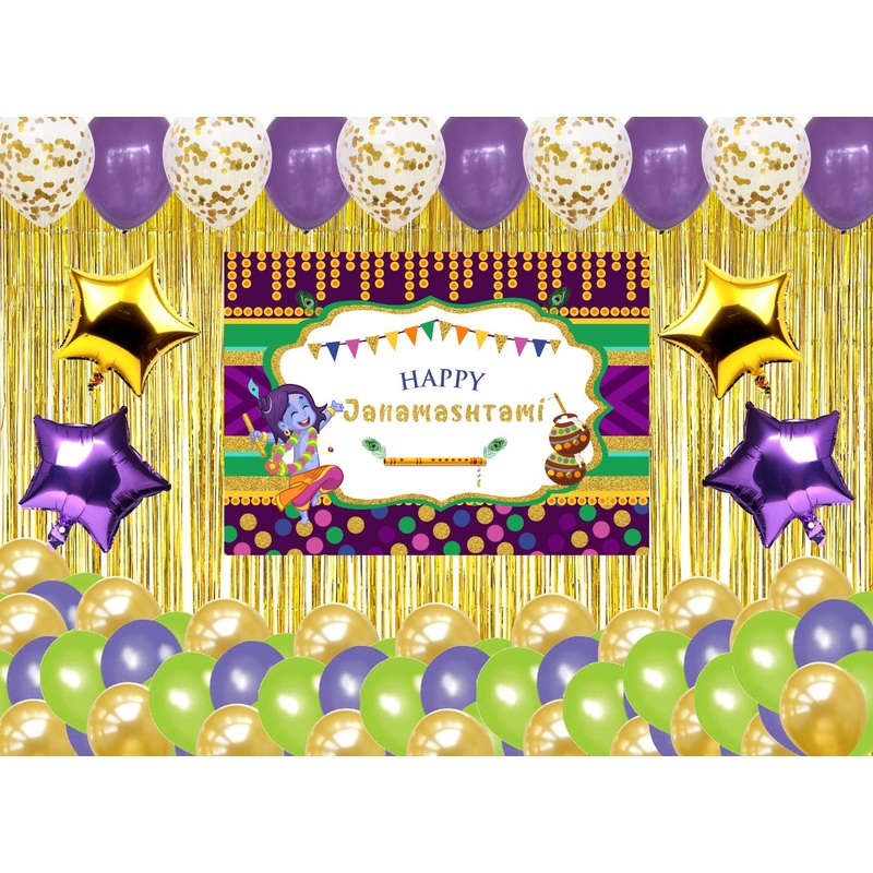 Krishna Theme /Janmashtami Complete Decoration Kit with Backdrop