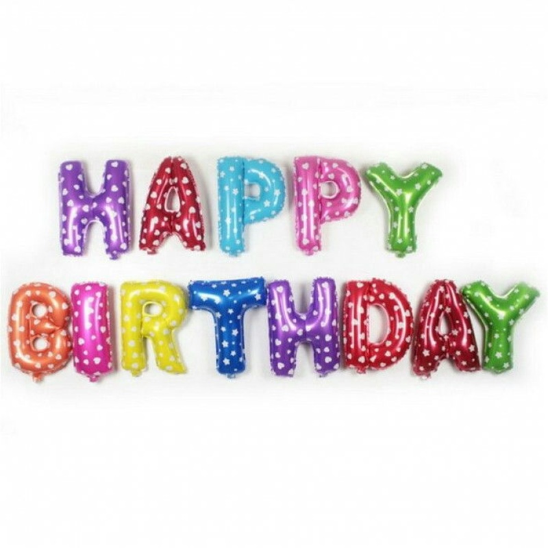 Multi Color Happy Birthday Foil Mylar 16 Inch Large Aluminum Balloon Banner For Kids And Adults Party Decorations