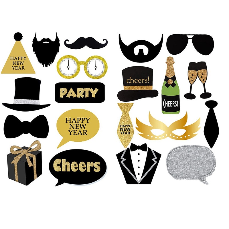New Year Party Photo Booth Props for Decorations