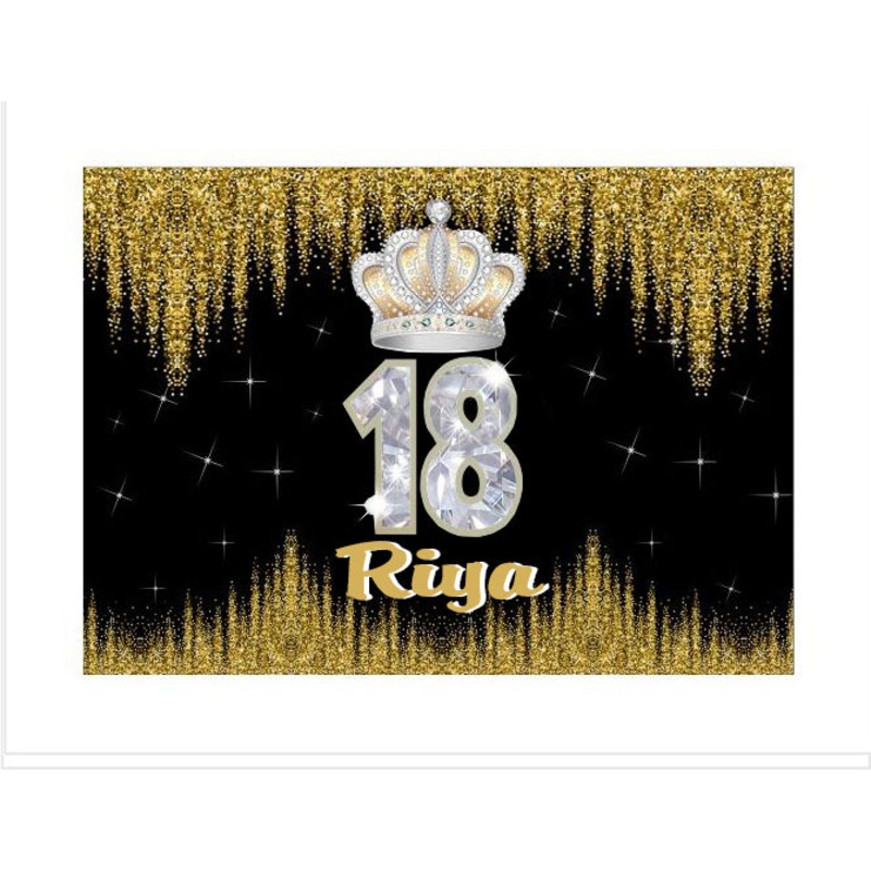 Personalize 18th Birthday Croun Party Backdrop Banner