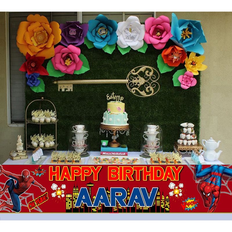 Spiderman Theme Birthday Long Banner for Decoration