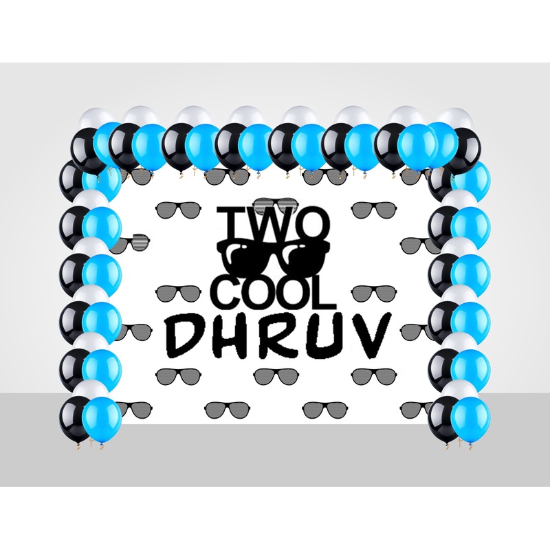 Two Cool Theme Birthday Party Decoration Kit with Backdrop & Balloons