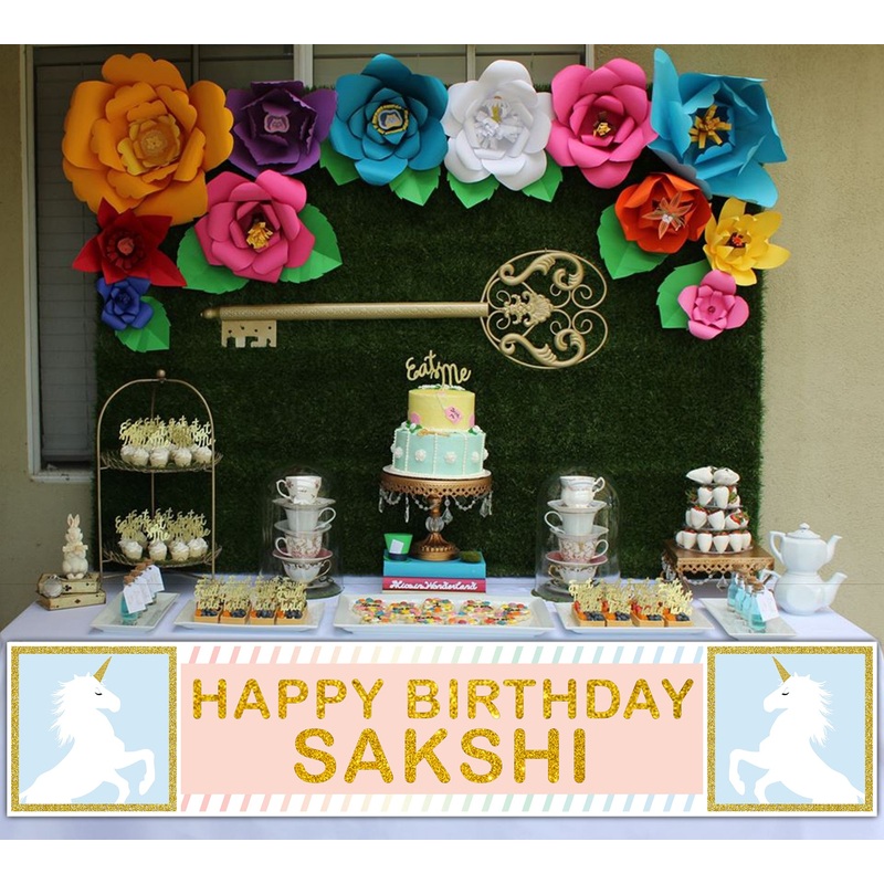 Unicorn Theme Birthday Party Long Banner for Decoration