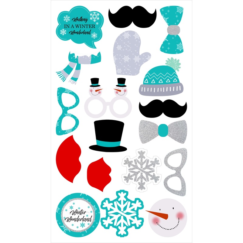 Winter Wonderland Theme Birthday Party Photo Booth Props Kit